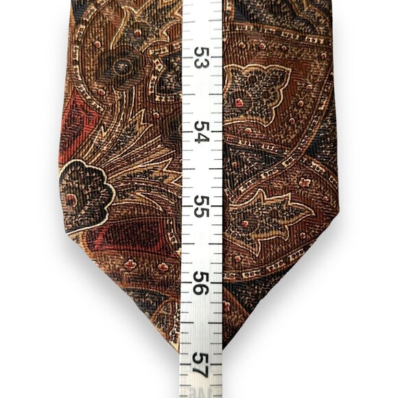 Robert Talbott Mens Tie Size 57 x 3.75 100% Silk Paisley Van Boven Brown Red - Picture 11 of 11